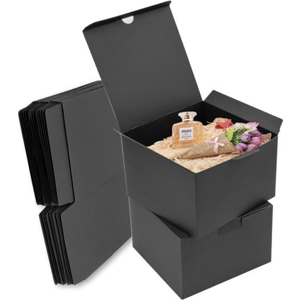 Recyclable 10 Pack of 6X6x4 inch Black Gift Box with Lid,  for Gifts, Birthday